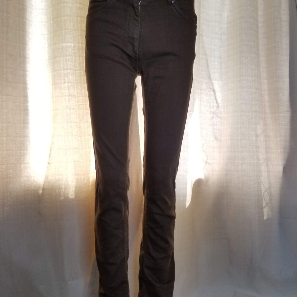Brown Mid-Rise Skinny Designer Jeans by Maison Martin Margiela Monochrome - Picture 2 of 15